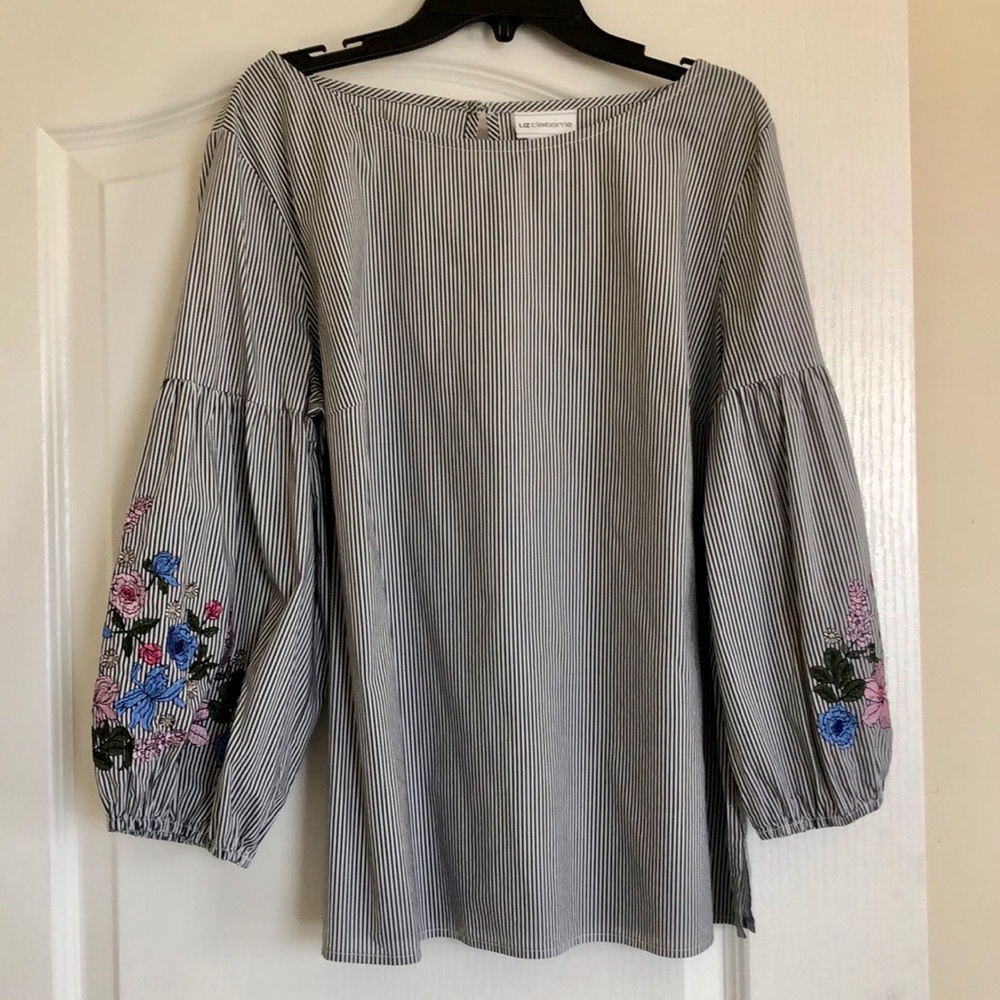 Striped Embroidered Blouse